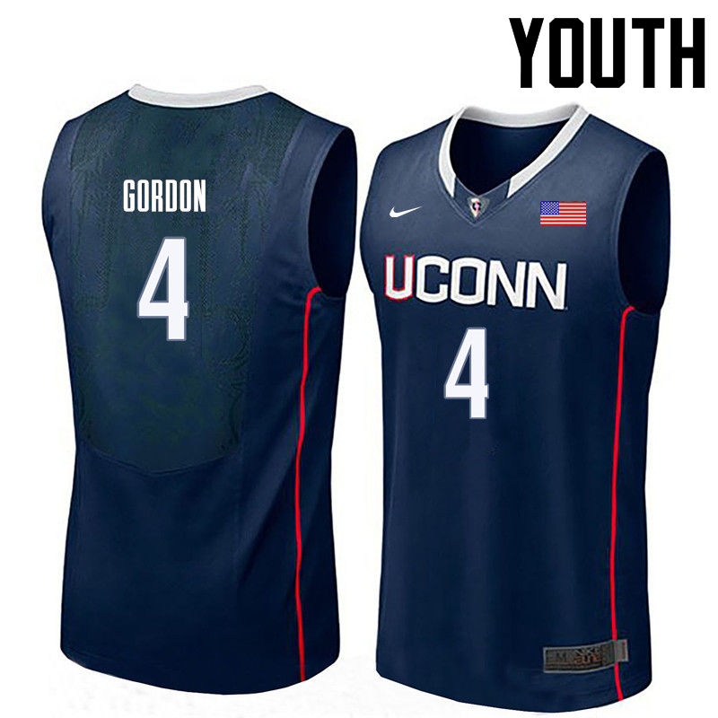Youth Uconn Huskies #4 Ben Gordon College Basketball Jerseys-Navy